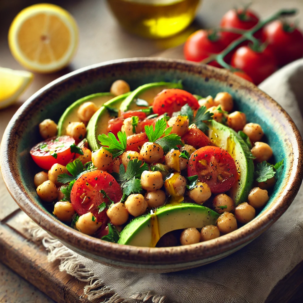 salada de grão-de-bico saudável
