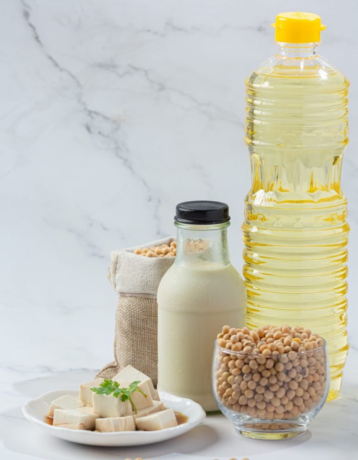 Soy Milk, Soy Food and Beverage Products Food nutrition concept.